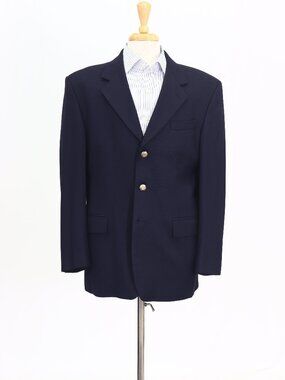 Distinction 42R Navy Blazer Sport Coat Jacket 3-Button Solid W907